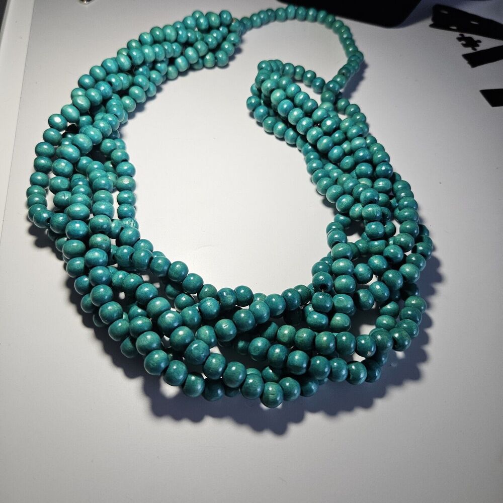 **Last Chance!! Final Sale** Turquoise Colored Wooden Braided Beaded 31.5" - Picture 13 of 13